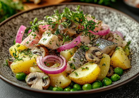 Легкий рецепт салата без майонеза: вкуснятина с картошкой и селедкой — самое то после застолья