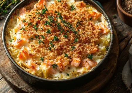 Сочная запеканка с капустой и копченой горбушей: простой рецепт на каждый день для всей семьи