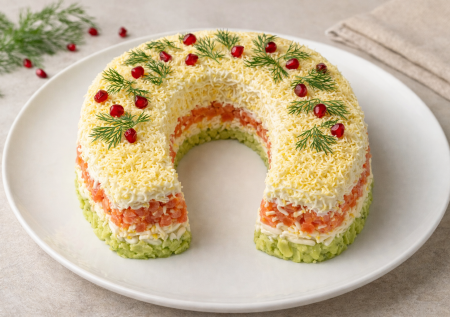 Оливье надоел. Мой новый новогодний талисман — салат-подкова из авокадо и семги. Красиво, вкусно и волшебно!