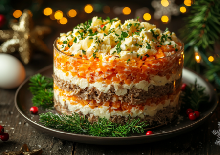 Готовлю не селедку под шубой, а «Королевскую мантию». Богатый, солидный и с двумя видами мяса