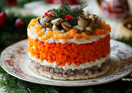 Селёдку под шубой больше не делаю. Готовлю новогоднюю «Лисью шубку» — грибы вместо свеклы, на вкус небо и земля