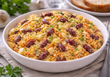 Бюджетный салат «Малыш» выручит, когда нет времени — вкуснота из самых простых продуктов. Разлетается быстрее «навороченных» блюд