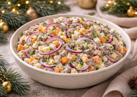 Не «шуба» и не винегрет: салат «Копейки» с селедкой и картошкой — съедают до последней ложки