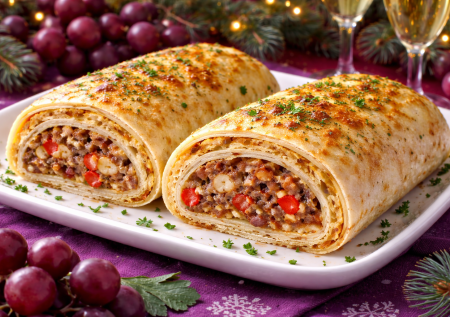 Такие рулеты из лаваша буду подавать на праздничный стол: просто и бюджетно, а начинка — просто огонь