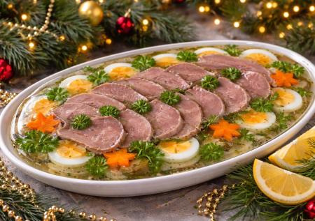 Заливное из говяжьего языка — легендарная классика из СССР, которая и сегодня производит вау-эффект