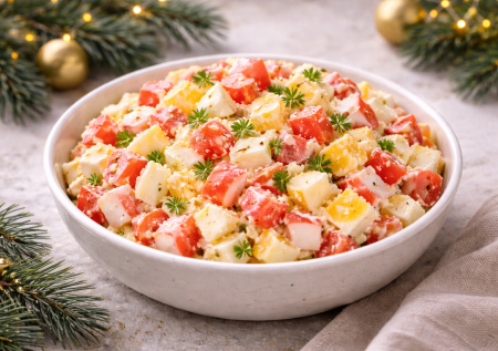 Клевая версия, попробуйте: салат «Обалденный» с крабовыми палочками и яйцами — готовится за 10 минут, съедается ещё быстрее