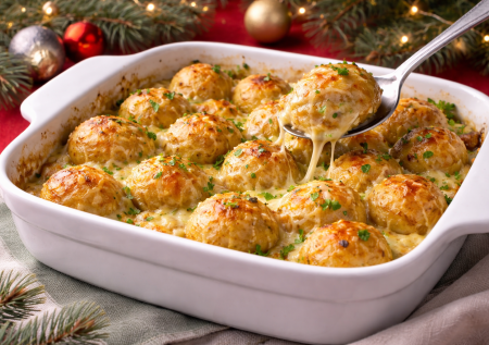 Картофельный гарнир на Новый год к мясу и «сам по себе» — в чесночно-сырном соусе, исчезает первым