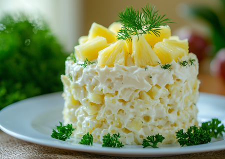 Ленивый салат с ананасами — сыр тает во рту! Рецепт по ГОСТу