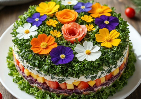 Два салата, пока часы бьют 12: воздушный салат «Суфле» из печени и хрустящий «Вальдорф» — ярко и вкусно