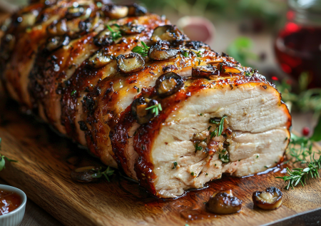 Праздничное горячее на Рождество: сочная индейка, запеченная с курагой и черносливом