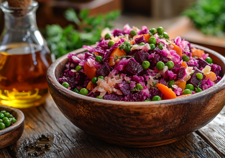 Винегрет с квашеной капустой: легкий салат, который запускает пищеварение и дарит энергию