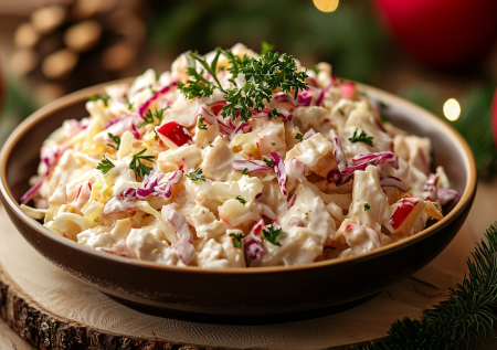 Салат «Свежий бриз» с копченой курицей и яблоком: фаворит после оливье и шубы