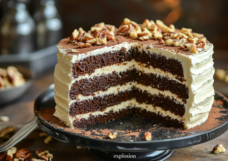 Какао, грецкий орех и сливочный крем — собираю торт «Фейерверк». Простой и вкусный тортик к Новому году