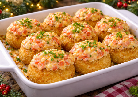 Картофельные шарики в крабовой шубе — самое бюджетное горячее, которое сразит всех