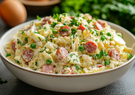 Салат «Леди» из серии «просто и со вкусом» — с курицей и горошком: скрасит праздник и обычный ужин