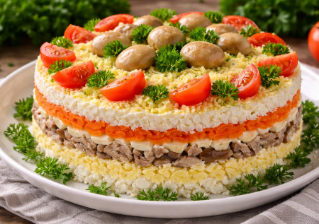 Салат «Копчёная красавица» — первым исчезнет с новогоднего стола: продукты простые, но есть фишки