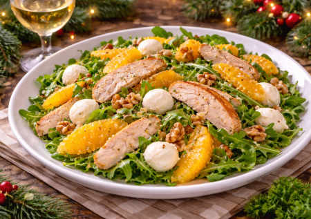 Салат под вино, как в ресторане — с курицей, моцареллой и рукколой: готовить роще чем кажется