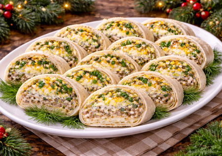 Лавашный рулет «Мимоза» — классика в удобной подаче: простая закуска, которую всегда хвалят