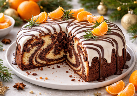 Новогодний кекс «Зебра» с мандаринами: простой рецепт — и дома атмосфера праздника