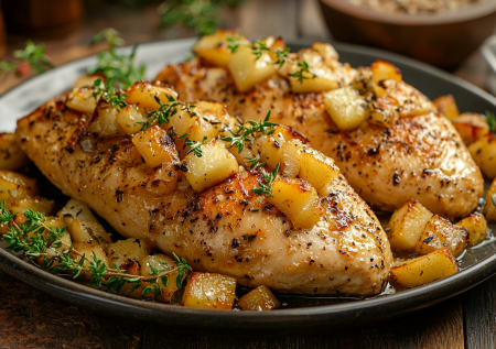 Куриная грудка не будет сухой, если приготовите ее под яблочным одеялом: рецепт для мягкого филе