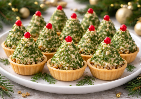 Елочки в тарталетках: простая и вкусная закуска для праздничного стола