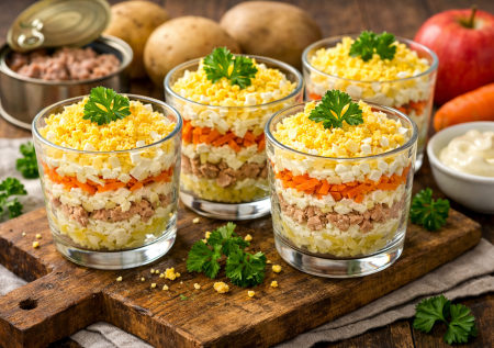 Простой порционный салат в стаканчиках: готовим «Вива туна» — быстрый, сытный и невероятно вкусный