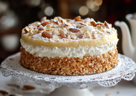 Миндаль, кокосовая стружка и творожное суфле — собираю торт «Первый снег». Воздушное облако с ореховым хрустом