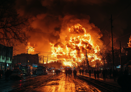 Мощный пожар полыхает в Одессе