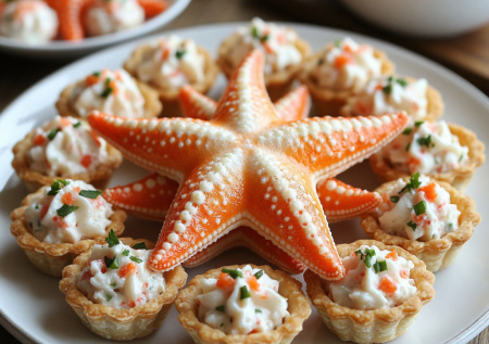 Самый сочный крабовый салат «Морская звезда» в тарталетках — сияющее украшение фуршета
