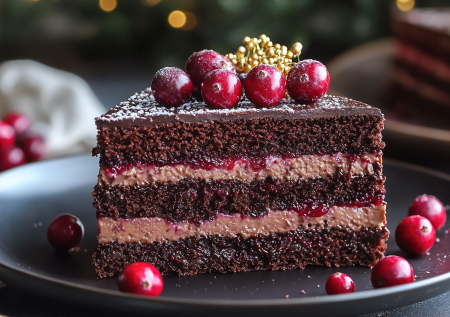 Клюква, темный шоколад и творожный ганаш — собираю торт «Рубиновая ночь». Изысканный контраст кислинки и сладости