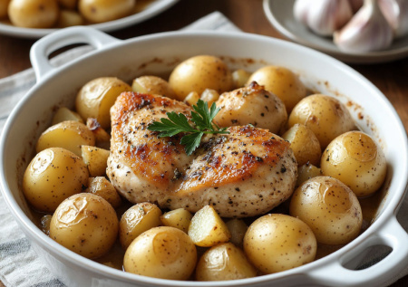 После бурных застолий самое то. «Бабушкин ужин» — нужны картошка, курица и чеснок: просто, душисто и очень много