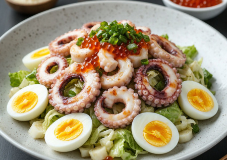 Самый хрустящий салат с кальмарами «Морской бриз» — нужны пекинская капуста, яйцо и ложка икры