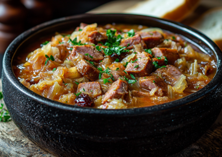 Нарезка после праздника не пропадет. Тушу бигос по-польски — сытнее гуляша и съедается вмиг