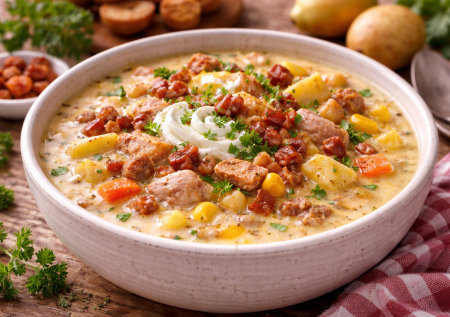 Я даже не варю бульон, и получается улетно: вкусный суп с копченостями и кукурузой — то, что нужно желудку после тонны майонеза