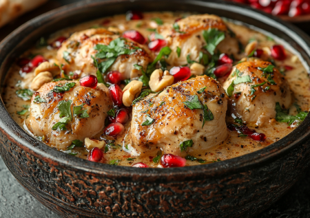 Забудьте про жареную курицу! Тушу ее в густом соусе из грецких орехов и 7 специй. Настоящее грузинское сациви