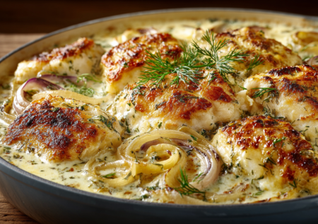 Семья подсела на это горячее «Морская фантазия» — минтай в сливочно-чесночном соусе. Нежнейшее блюдо, от которого все в восторге