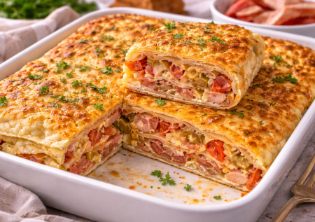 Готовлю пирог в лаваше из остатков нарезок с новогоднего стола: вкусный и хрустящий