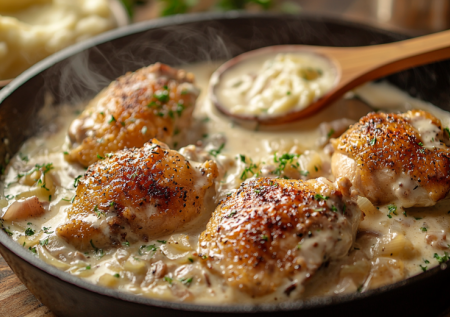 Ни одного праздника без этого горячего. «Лакомка» — курица в сметанном соусе с чесноком. Просто, вкусно и по-семейному