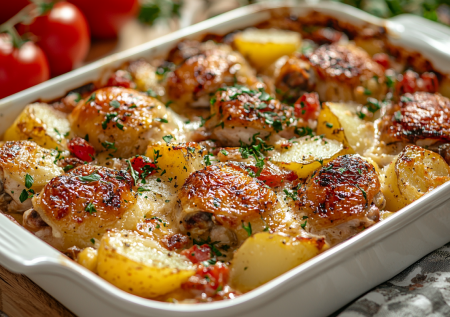 Куриные бедра по-французски: рецепт сытной и ароматной курицы с картошкой на обед или ужин