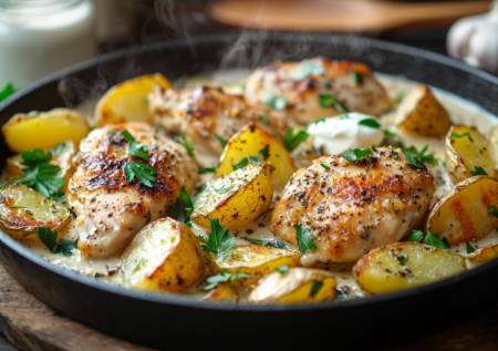 Семья подсела на это горячее «Теплый очаг» — курочка с картошкой в сметанном соусе. Как в детстве у бабушки, пальчики оближешь