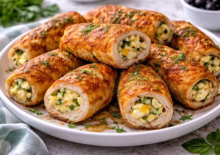 Куриные трубочки вкуснее надоевших котлет — нежная начинка из вареных яиц