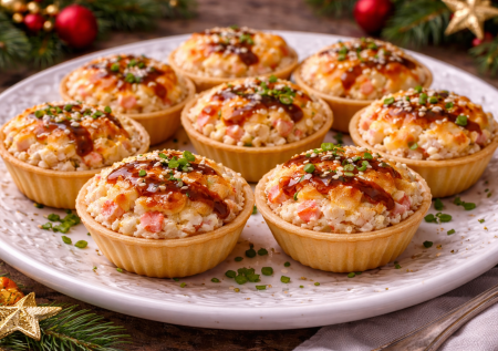 Вкусные запеченные тарталетки с крабовыми палочками — горячая закуска, которая улетает первой