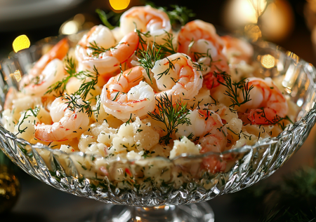 Не просто оливье, а с морским характером: готовлю с отварными креветками. Классический вкус звучит по-новому