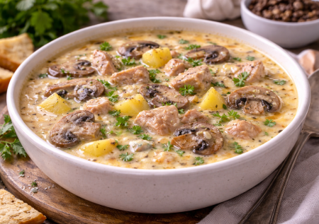Шампиньоны, грудка и плавленый сырок: нежнее супа вы не ели — быстрый рецепт на обед