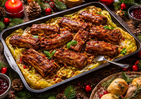Горячее на Рождество: ребрышки на капустной подушке — на запах сбежится вся семья