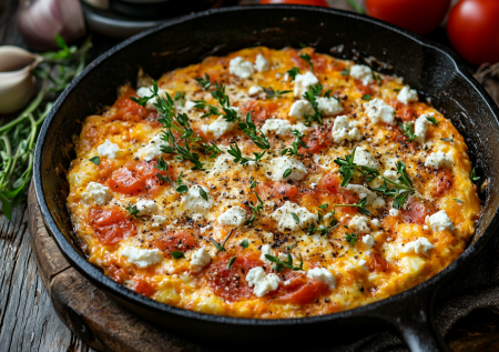 Страпацада — греческая яичница с томатным пюре, которая заряжает с утра: готовлю на всю семью за 5 минут