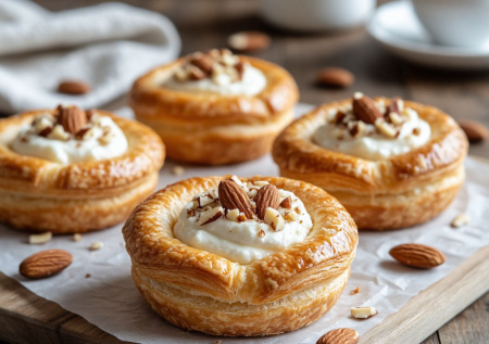 Вкуснее круассана из кофейни — миндальные корзиночки с творогом: готовое тесто, горсть орехов — и 20 минут до идеального утра