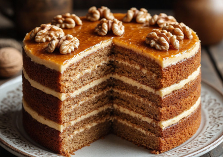 Мед, грецкие орехи и пряные коржи — это торт «Бабушкин сундук». Аромат праздничного тепла и детства