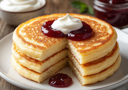 Белорусские толстые блины на дрожжах — пышные, как подушка. Едим с вареньем и сметаной