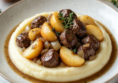 Куриная печенка по-берлински с яблоками и луком. Сладковато-нежная, идеально с пюре или макаронами